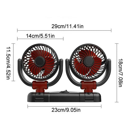 Car Fan 360-Degree Rotating Electric Fan 12V/24V Dual-Head Cooler