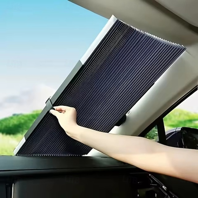 Car Retractable Windshield Universal Sun Shade for Front Window Blocks UV Rays