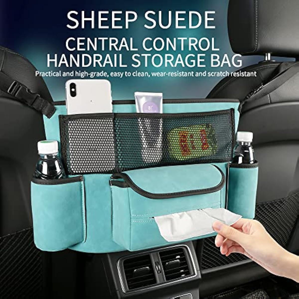 Car Handbag Holder Between Seats Suede Large Capacity Storage Organizer