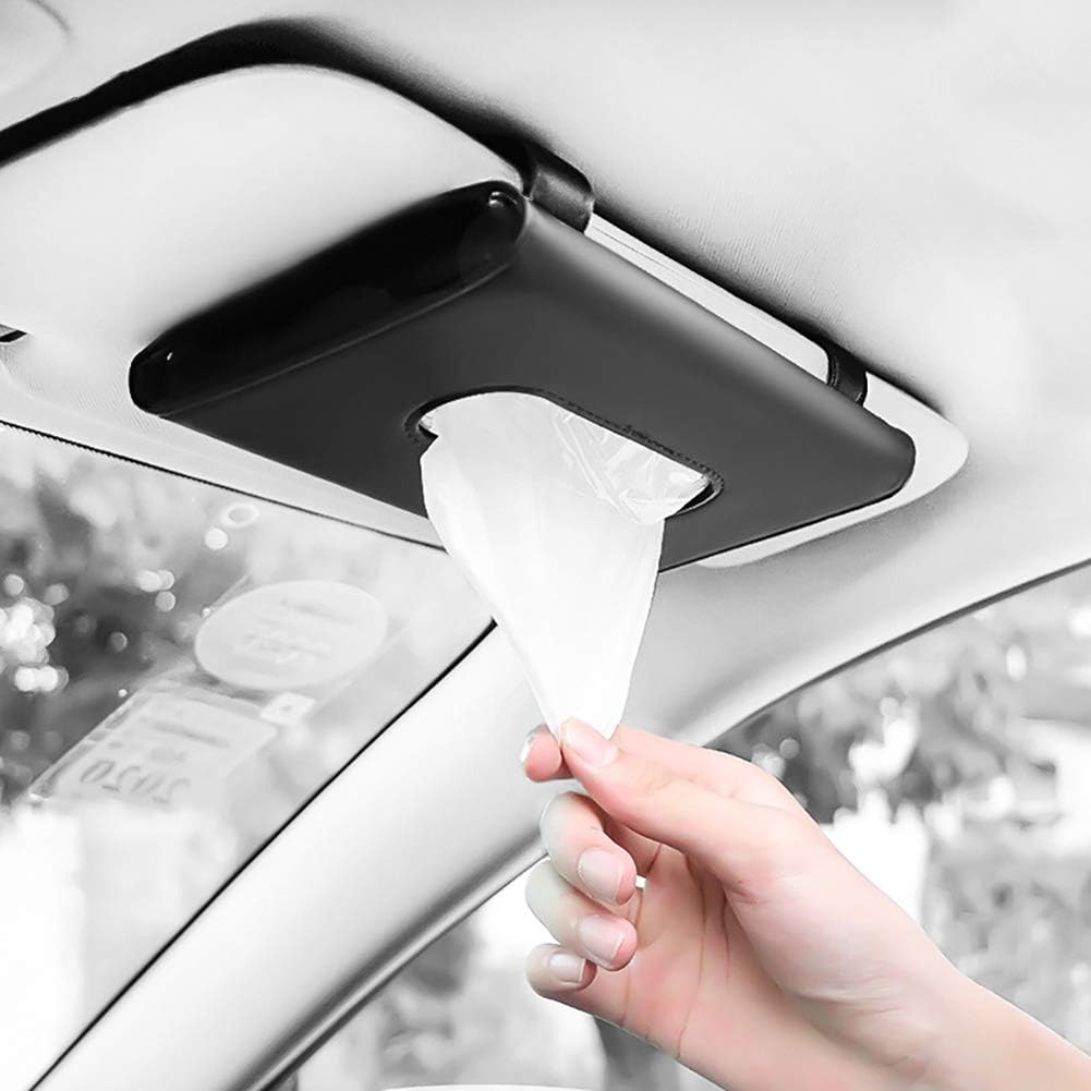 Car Leather Tissue Mask Holder Sun Visor Napkin Organizer
