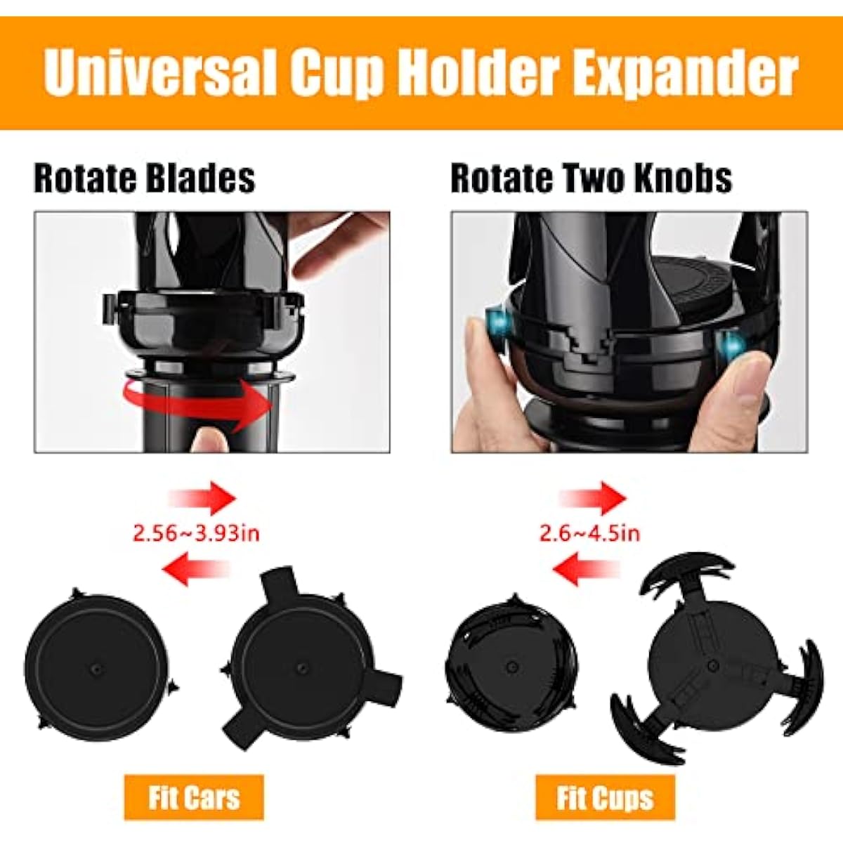 Car Cup Holder Expander Adapter Adjustable Organizer
