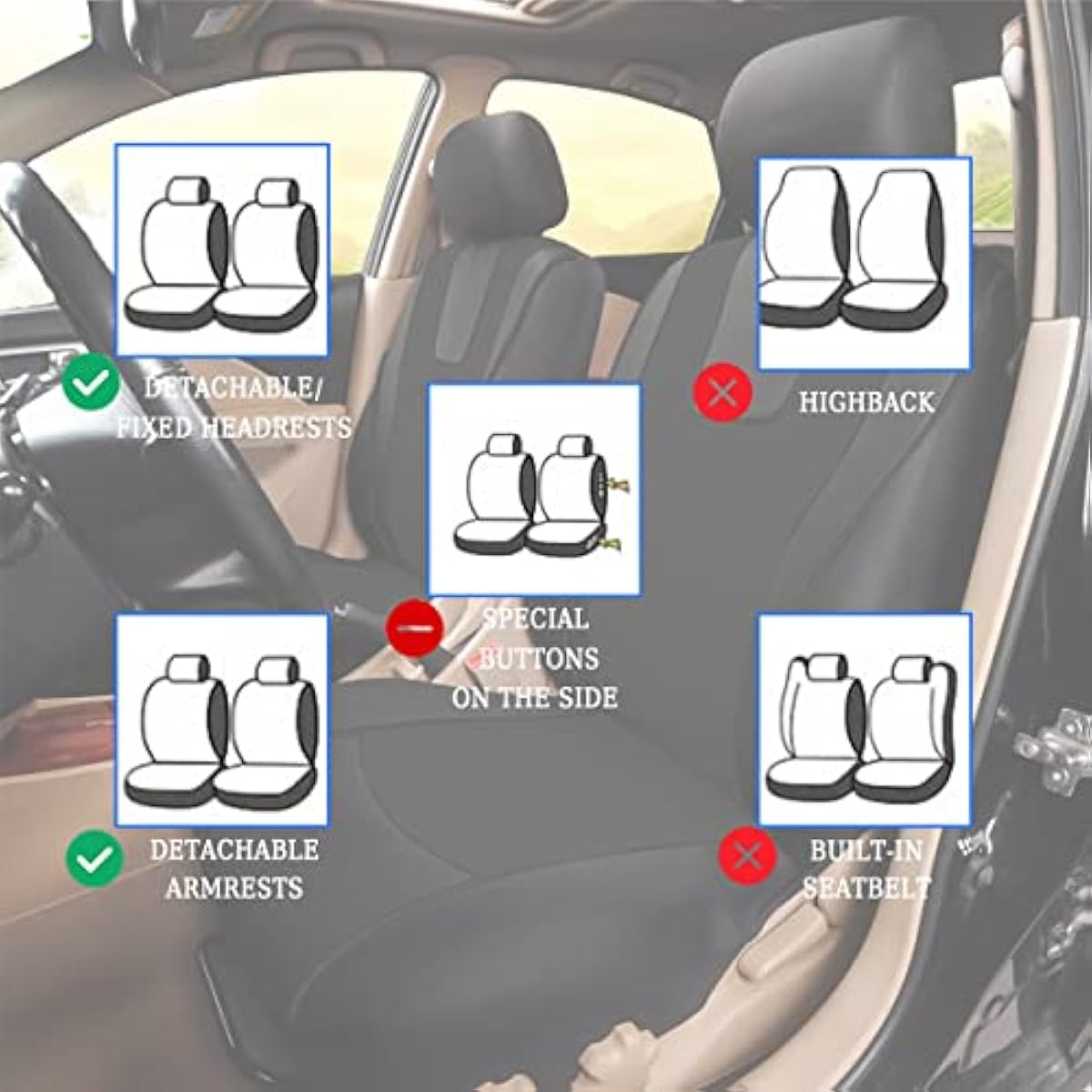 Car Full Set Polyester Automotive Breathable Waterproof Seat Covers