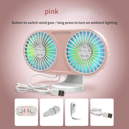 Car USB Electric Cool Fan Multi-function Mini Fan