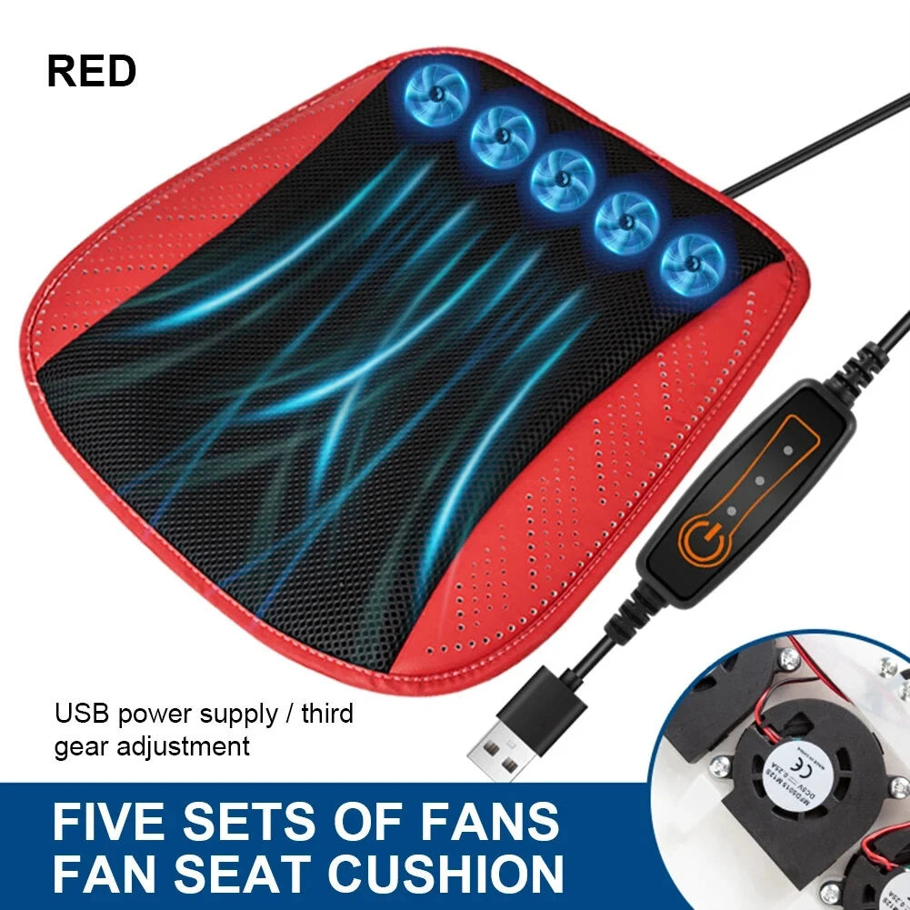 Car Ice Silk Cooling Pad Summer Ventilation Fan Seat Cushion