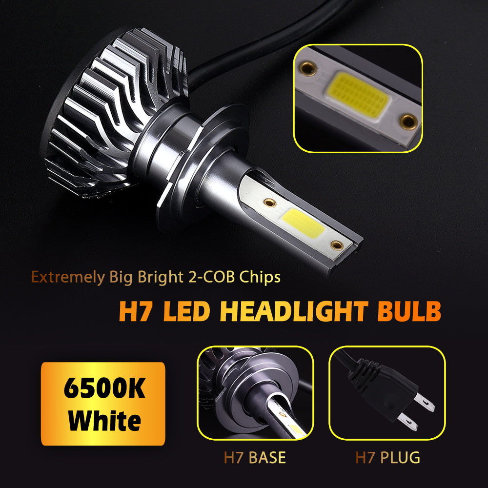 12V H4 H7 H11 Car Auto COB LED Super Bright Modified Headlight Bulbs 2 packs