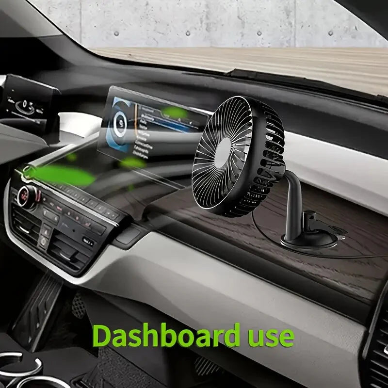 Car Cooling Fan 3Speed Air Circulator 12V/24V 360° Rotation