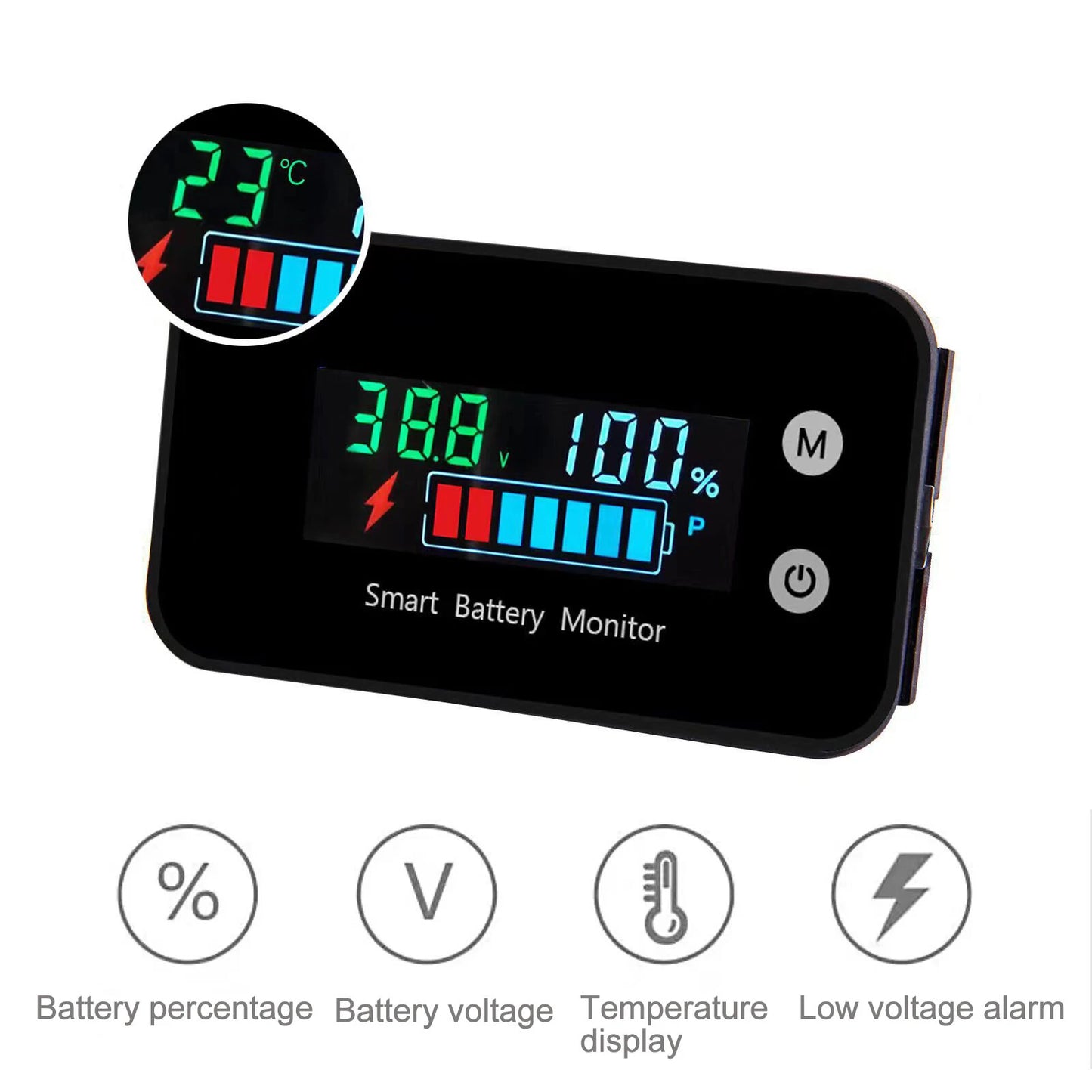 Car Motorcycle Battery Monitor LiFePO4 Lithium Waterproof with Bracket Display
