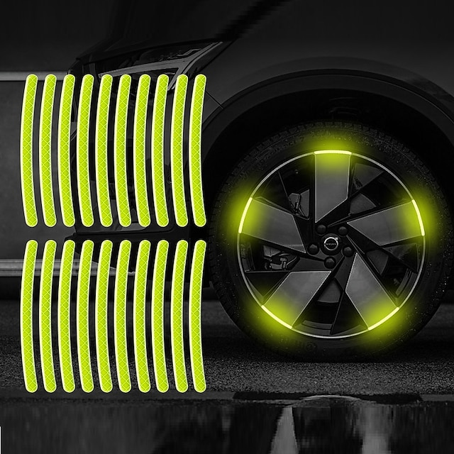 40pcs Car Motorcycle Wheel Hub Reflective Strip Sticker Warning Sticker