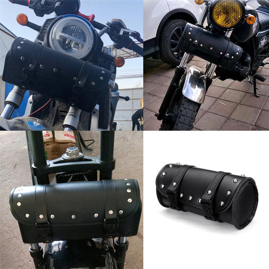 Motorcycle Front Fork Saddlebags Pouch Luggage Leather Organizer