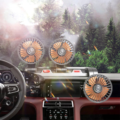 Car Mini Fan With Parking Number Three-Head Fan