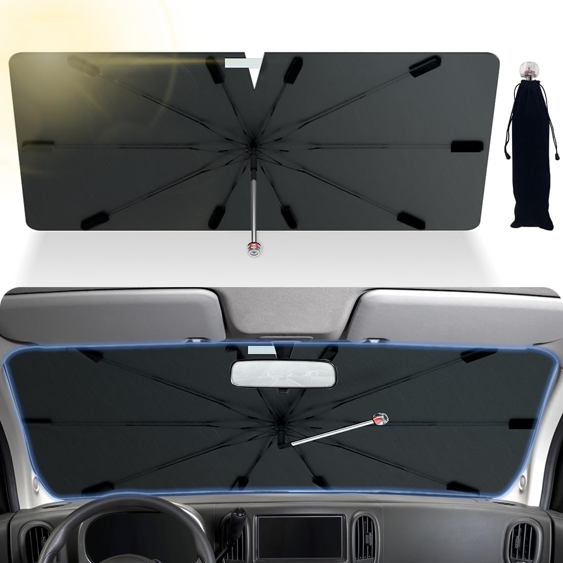 Car Windshield Sun Shade Foldable Umbrella Cover