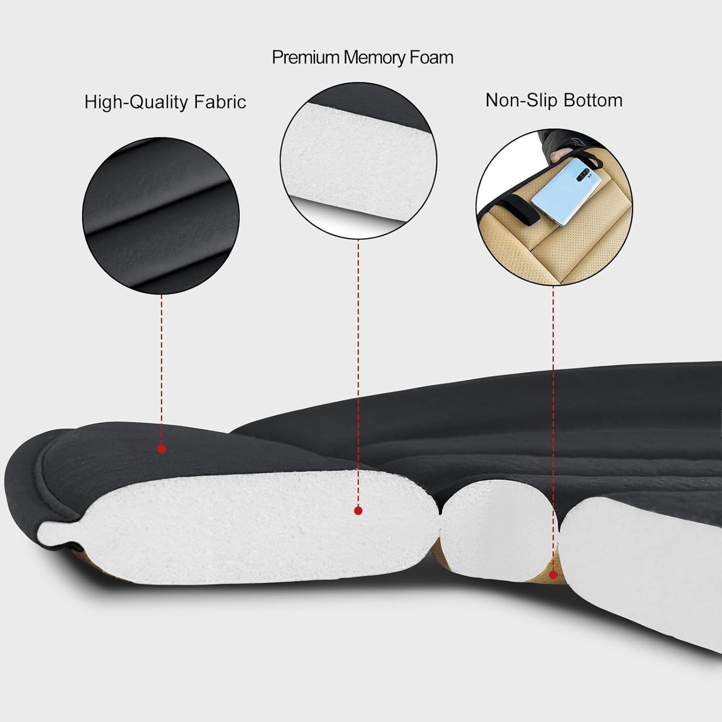 Car Breathable Fabric Non-Slip Seat Cushion Universal Fit for Car Truck Office Home