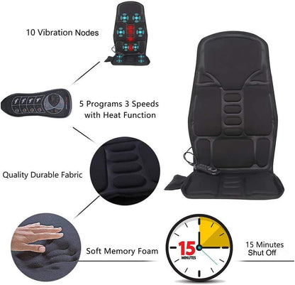Car Vibration Back Massager With Heat Cushion Covers