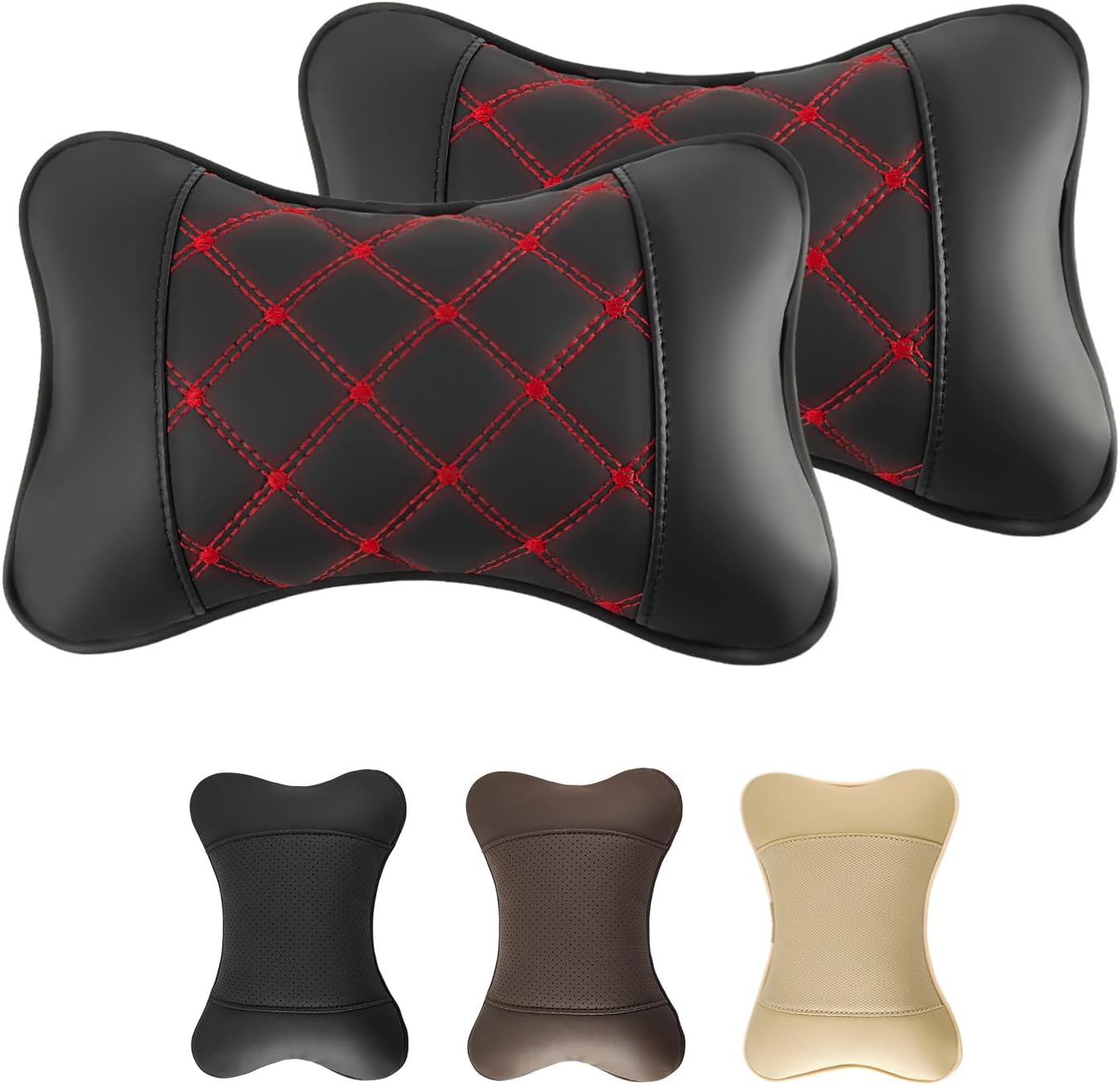 Car Neck  PU Leather Automotive Headrest Pillow 2 Pack