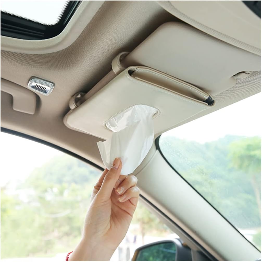 Car Leather Tissue Mask Holder Sun Visor Napkin Organizer