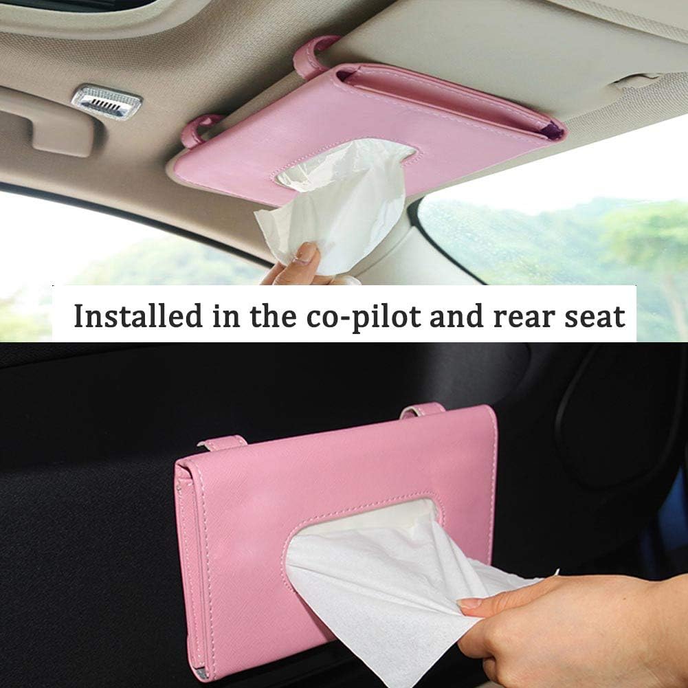 Car Leather Tissue Mask Holder Sun Visor Napkin Organizer