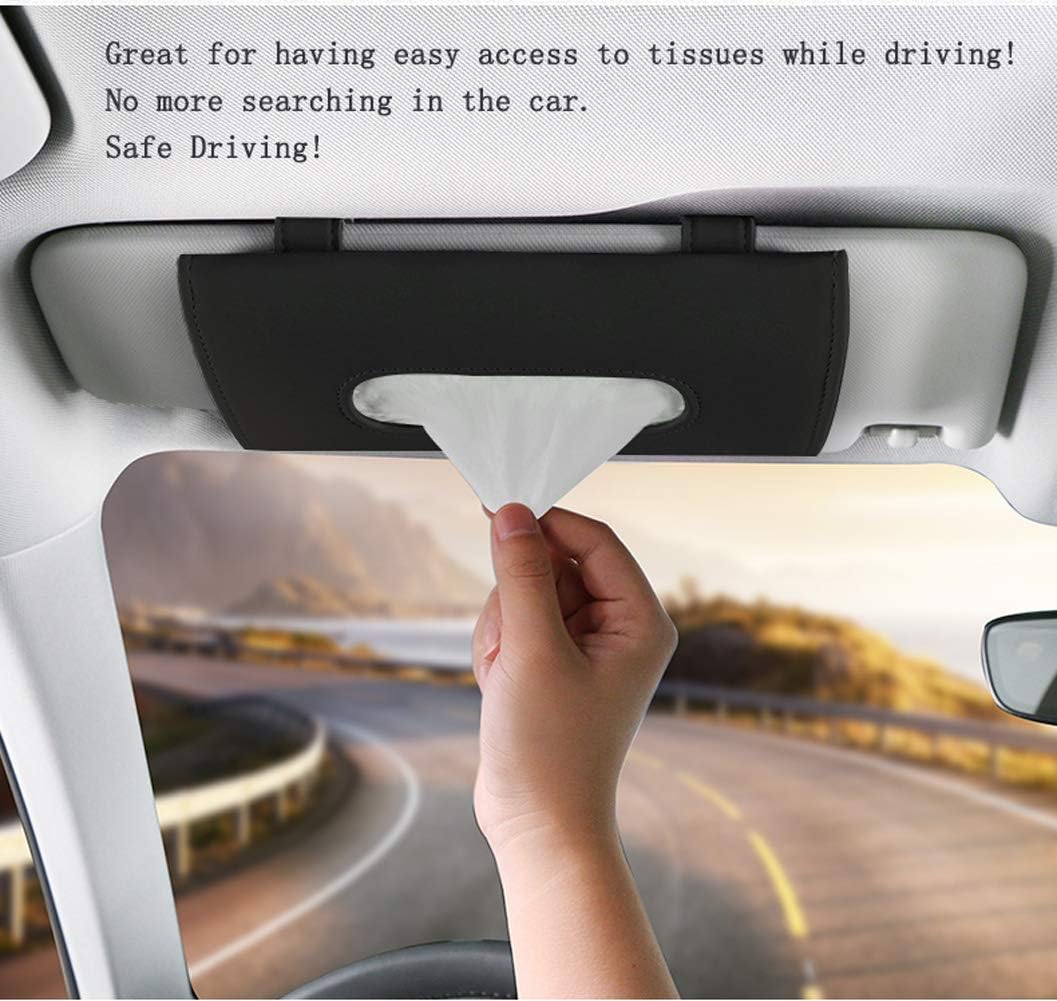 Car Leather Tissue Mask Holder Sun Visor Napkin Organizer