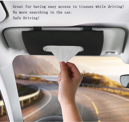 Car Leather Tissue Mask Holder Sun Visor Napkin Organizer