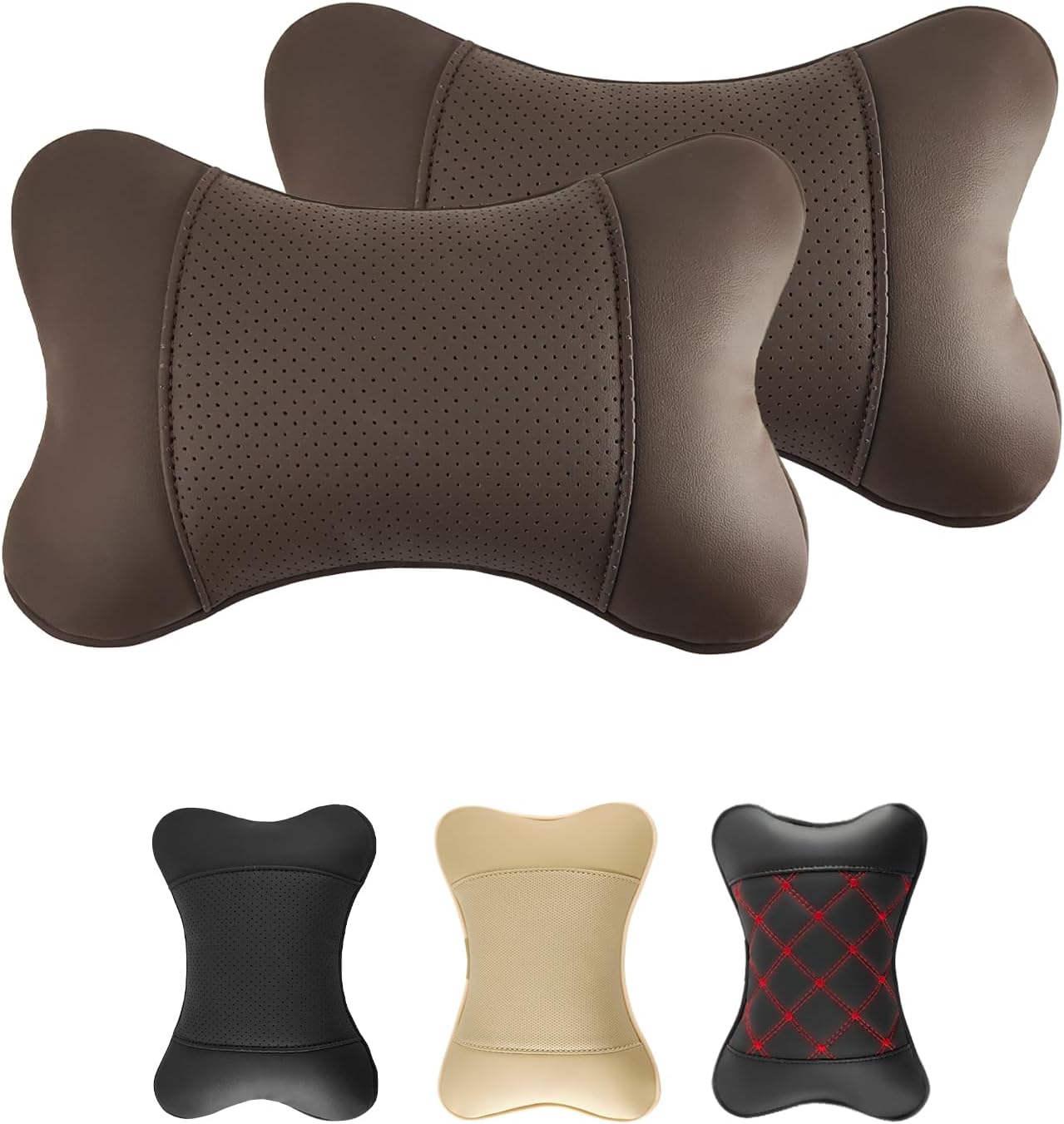 Car Neck  PU Leather Automotive Headrest Pillow 2 Pack