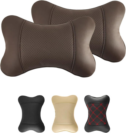 Car Neck  PU Leather Automotive Headrest Pillow 2 Pack