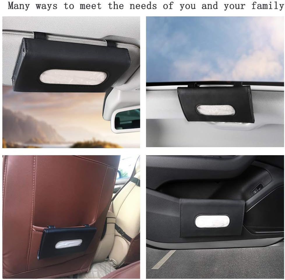 Car Leather Tissue Mask Holder Sun Visor Napkin Organizer