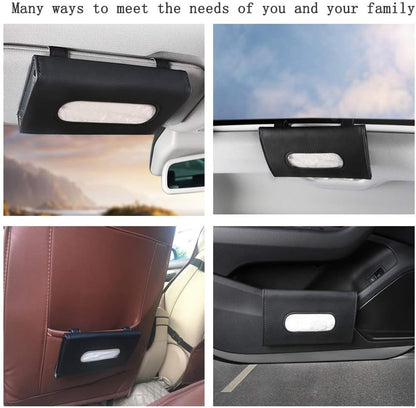 Car Leather Tissue Mask Holder Sun Visor Napkin Organizer