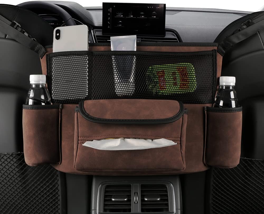 Car Handbag Holder Between Seats Suede Large Capacity Storage Organizer