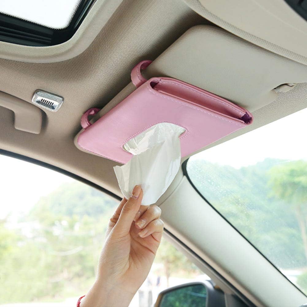 Car Leather Tissue Mask Holder Sun Visor Napkin Organizer