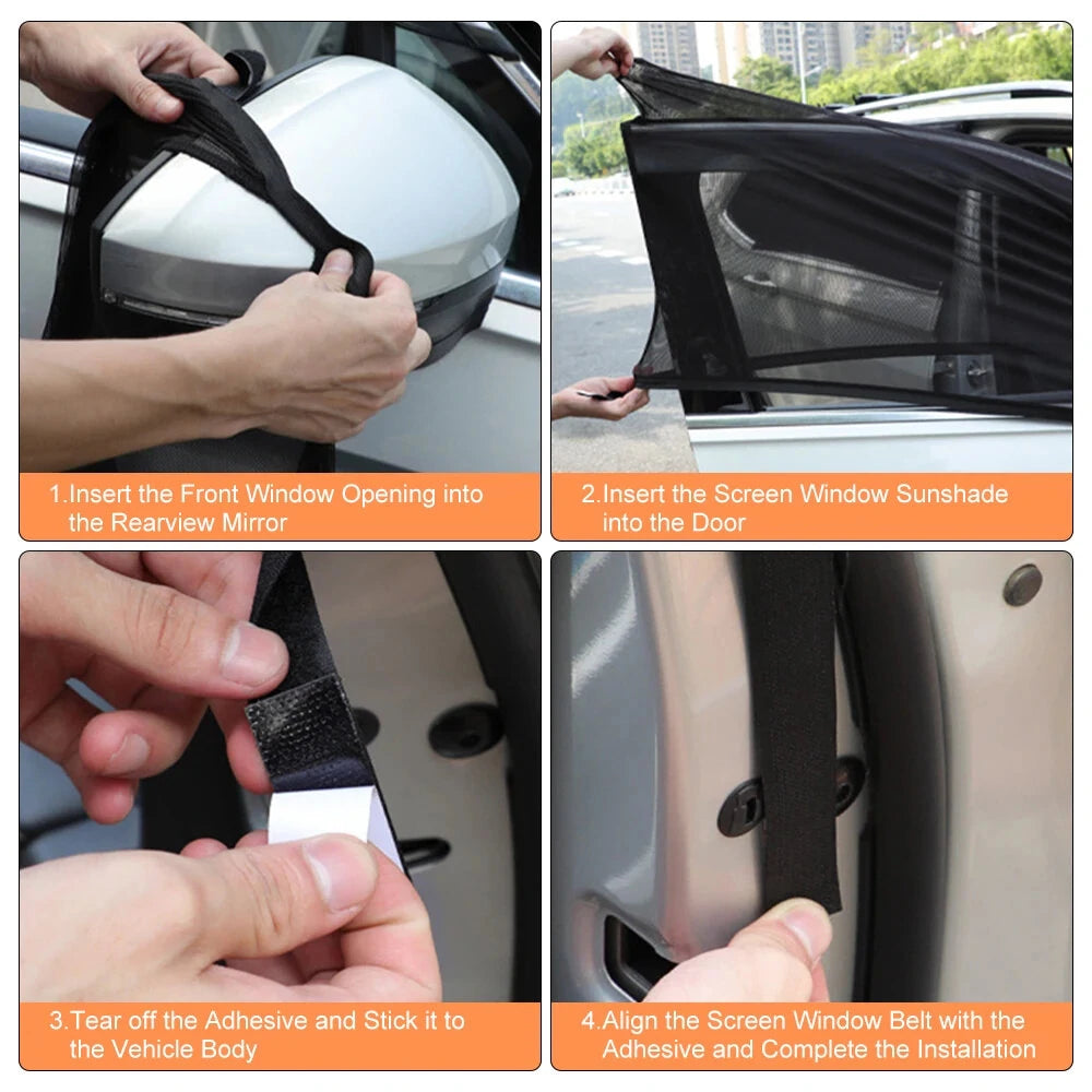 Car Side Window Sun Visor Shade Curtain Front / Rear Window Cover 2PCS