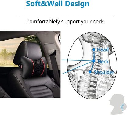 2 Pack Car Headrest  PU Leather Neck Pillow