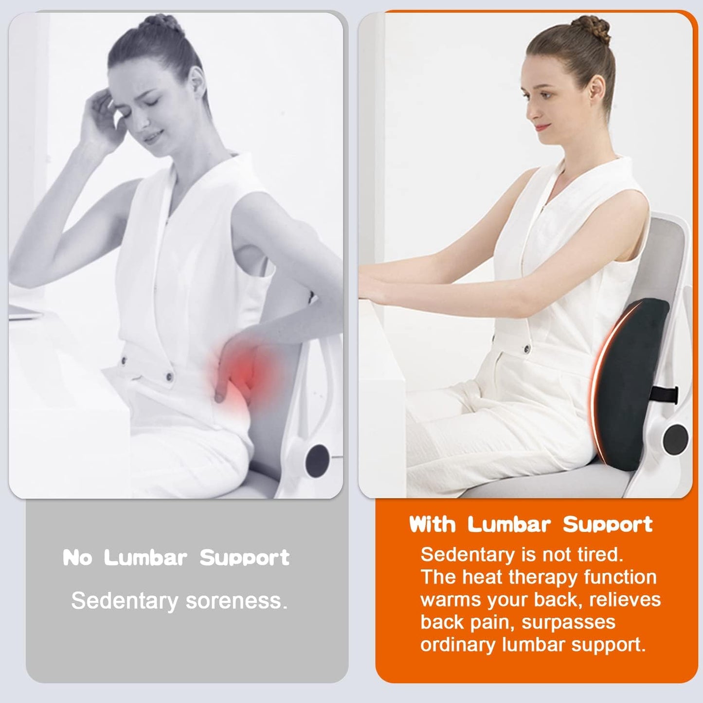 Car Chair Heated Lumbar Support Cushion 3 Heat Settings