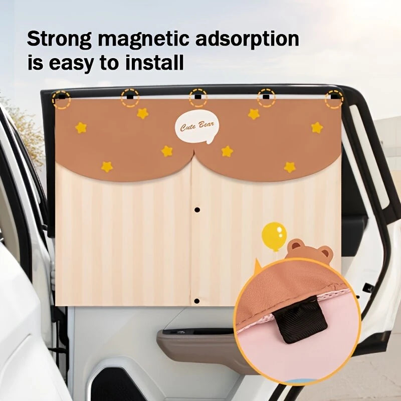 Car Side Window Curtains Privacy Double Layer Curtains Magnetic Sunshade