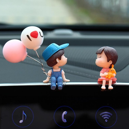 Car Decoration Cute Cartoon Couples Figurines Balloon Ornament