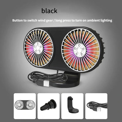 Car USB Electric Cool Fan Multi-function Mini Fan