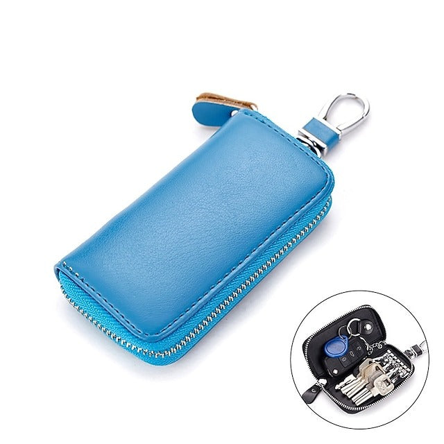 Car Cow Split Leather Key Holder House Key Case Chain Bag Organizer