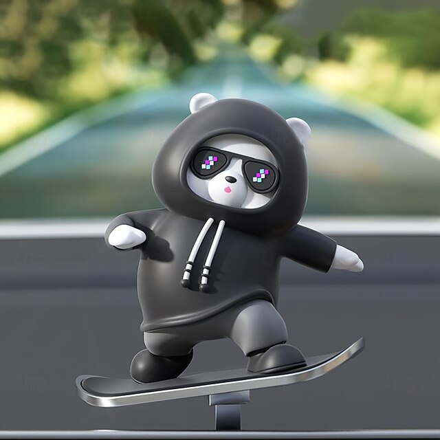 Car Dashboard Ornament Skateboard Bear Cartoon Animal Dashboard Pendant