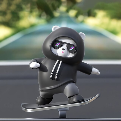 Car Dashboard Ornament Skateboard Bear Cartoon Animal Dashboard Pendant
