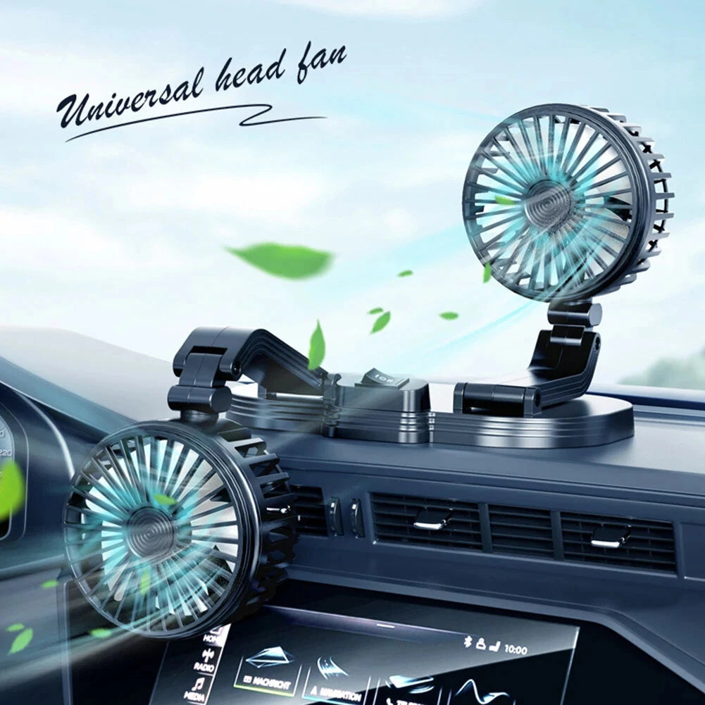 Car Fan USB Fan Double-Head 2 Speed Summer Fan