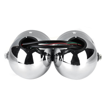Motorcycle Double Dual Lamp Street Fighter Naked  Beam Twin Headlight Chrome 12V