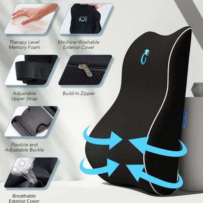 Car Chair Lumbar Support Pillow Memory Foam Seat Cushion