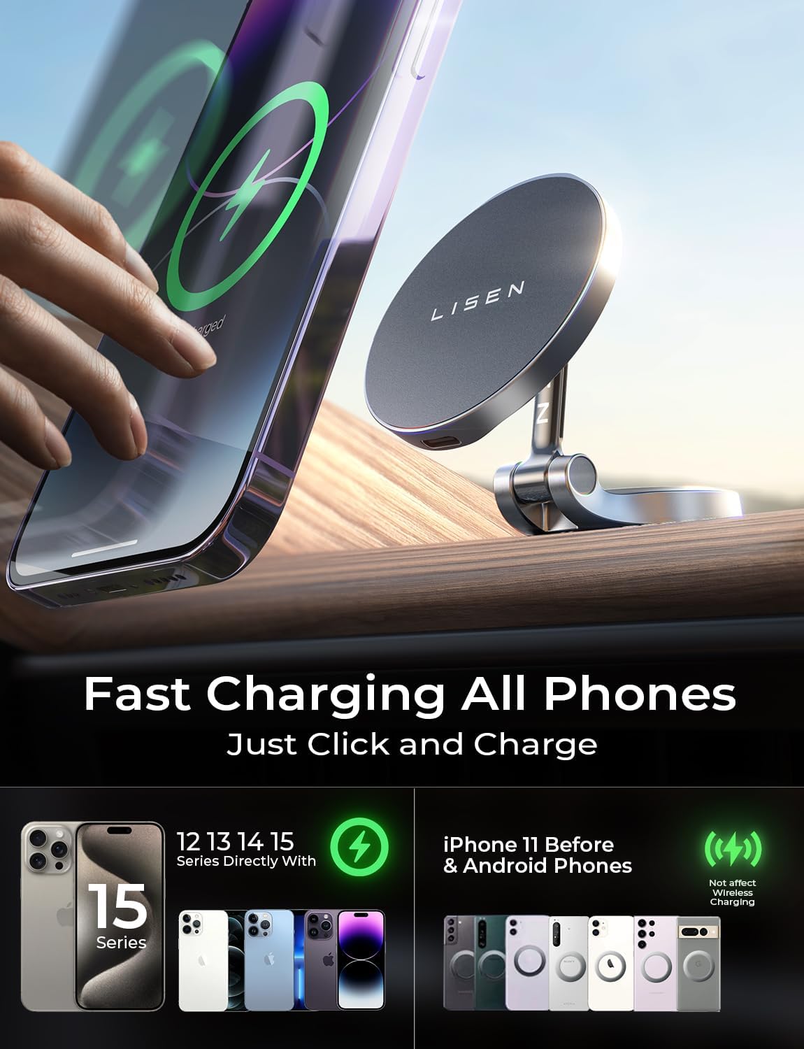 Car Mount Magsafe 15W Fast Charging Wireless Charger