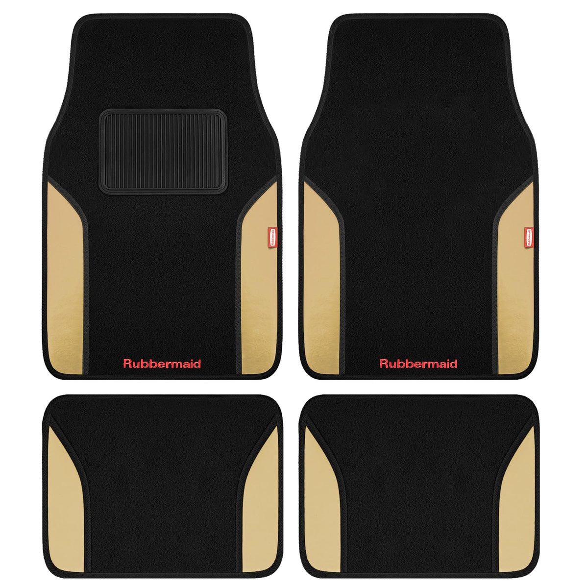 4 Packs Carpeted Floor Mat Faux Leather Rug Stylish Carpeted Floor Mats for Cars Trucks & SUV
