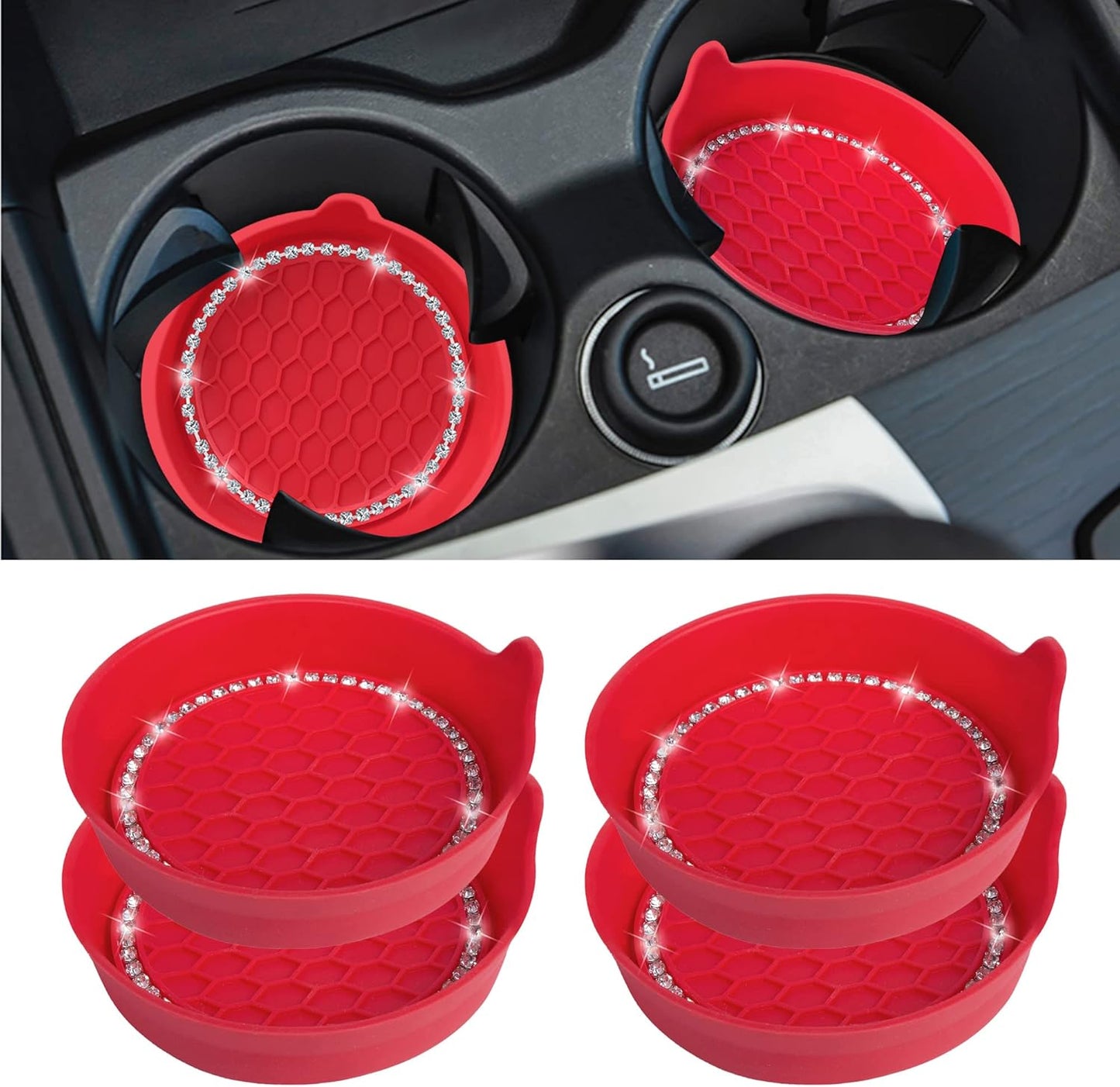 Car Cup Coaster Universal Non-Slip Bling Crystal Organzier