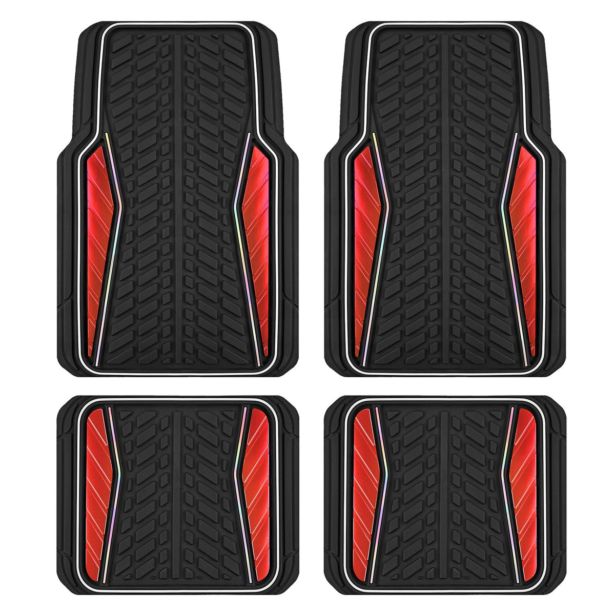 4 Packs AUTO Car Floor Mats Aluminum-Molded Full-Circle Universal-Fit Rubber Mats