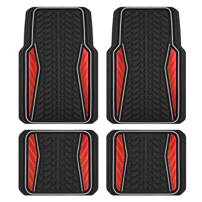 4 Packs AUTO Car Floor Mats Aluminum-Molded Full-Circle Universal-Fit Rubber Mats