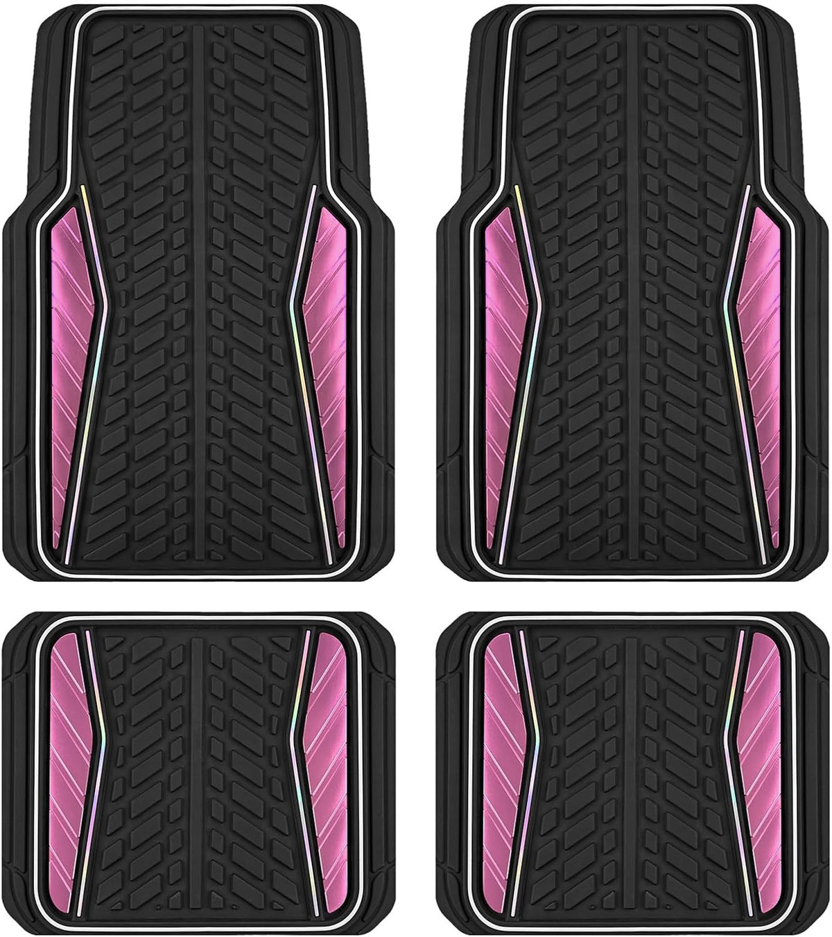 4 Packs AUTO Car Floor Mats Aluminum-Molded Full-Circle Universal-Fit Rubber Mats