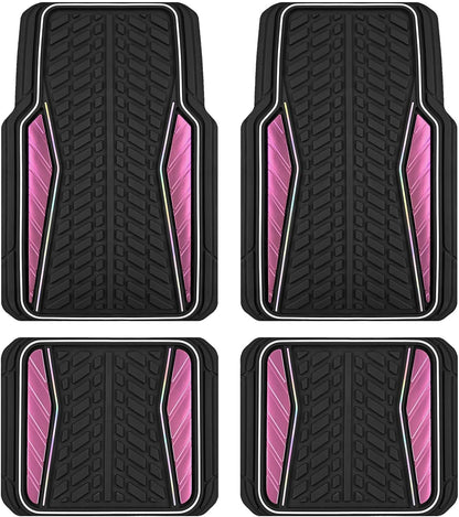 4 Packs AUTO Car Floor Mats Aluminum-Molded Full-Circle Universal-Fit Rubber Mats
