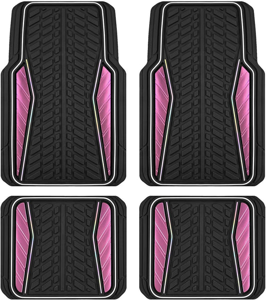 4 Packs AUTO Car Floor Mats Aluminum-Molded Full-Circle Universal-Fit Rubber Mats