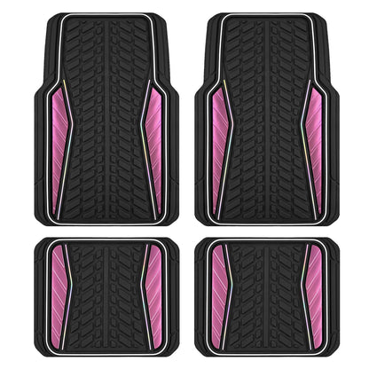 4 Packs AUTO Car Floor Mats Aluminum-Molded Full-Circle Universal-Fit Rubber Mats