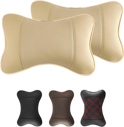 Car Neck  PU Leather Automotive Headrest Pillow 2 Pack